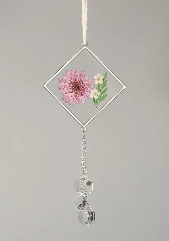 Birth Month Sun Catcher with Chrysanthemum & Daffodil