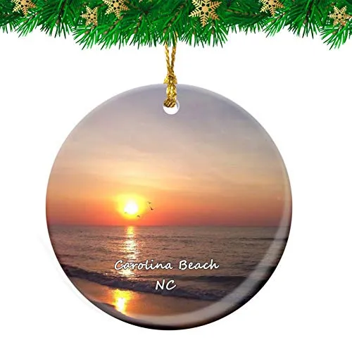 Carolina Beach Freeman Park Christmas Ornament - Personalized Ceramic Pendant, 2.95 Inch