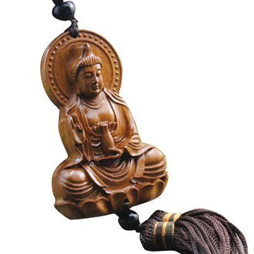 Chines Traditional Wood Car Hanging Ornament - Kwan-yin Bodhisattva in Rosewood