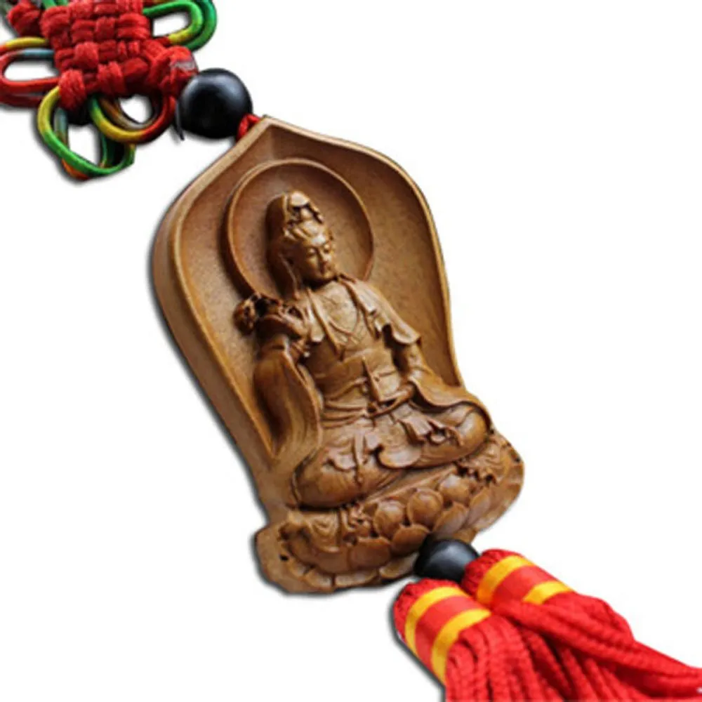 Chines Traditional Wood Car Hanging Ornament - Kwan-yin Bodhisattva, Personalized Pendant