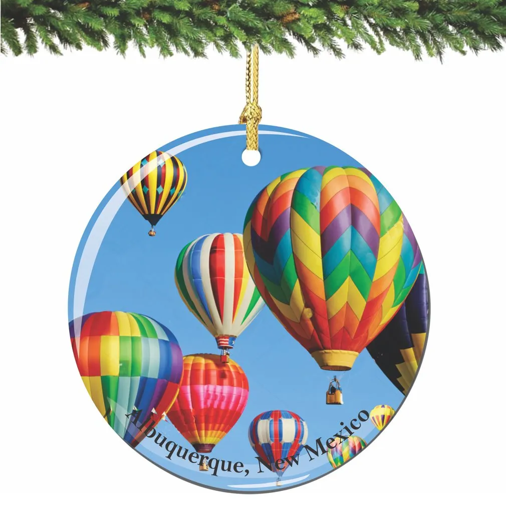 City-Souvenirs Albuquerque Christmas Ornament, 2.75 Inch Hot Air Balloons, Double-Sided