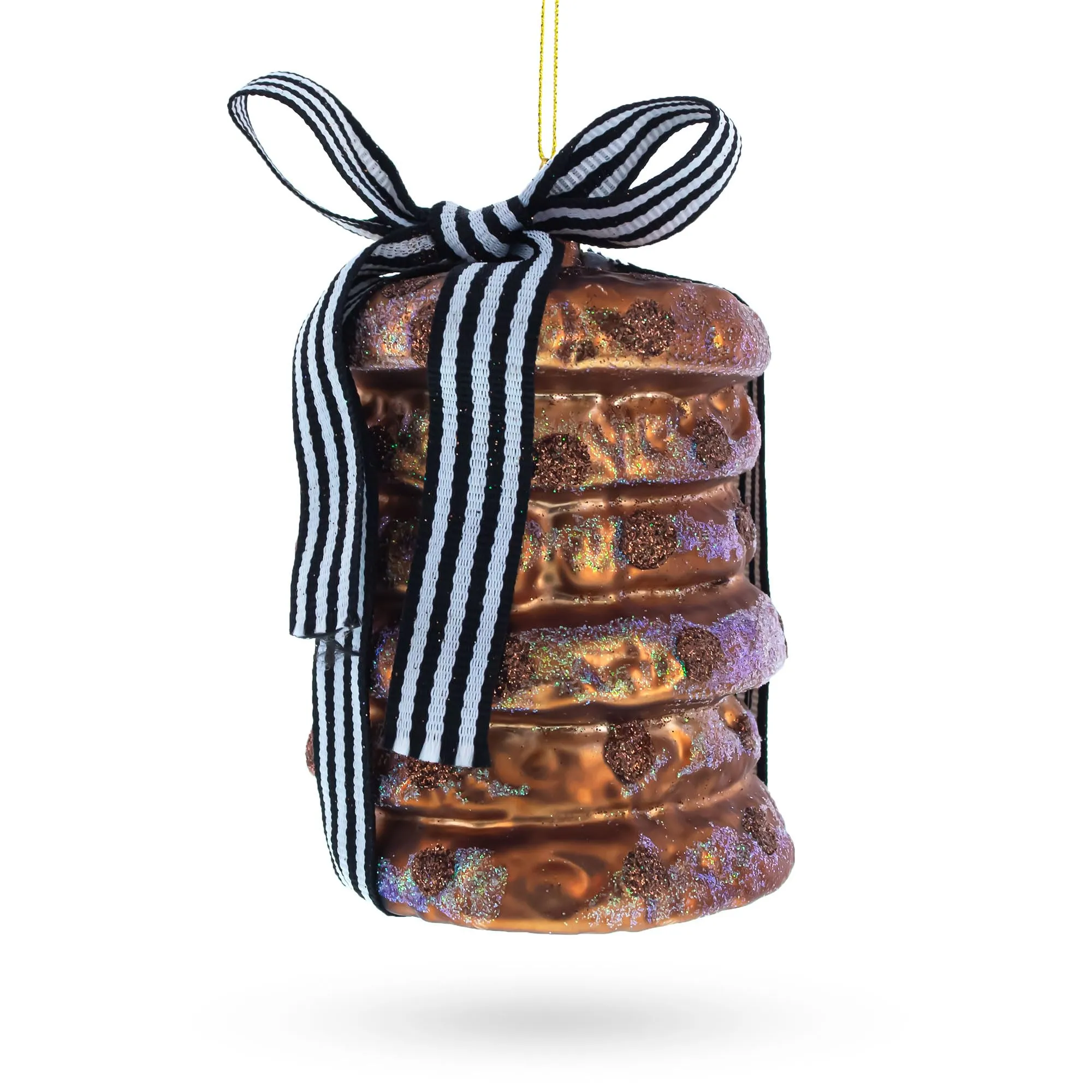 Delectable Chocolate Chip Cookies Glass Christmas Ornament - 4.6' Tall, Hand-Painted, Durable