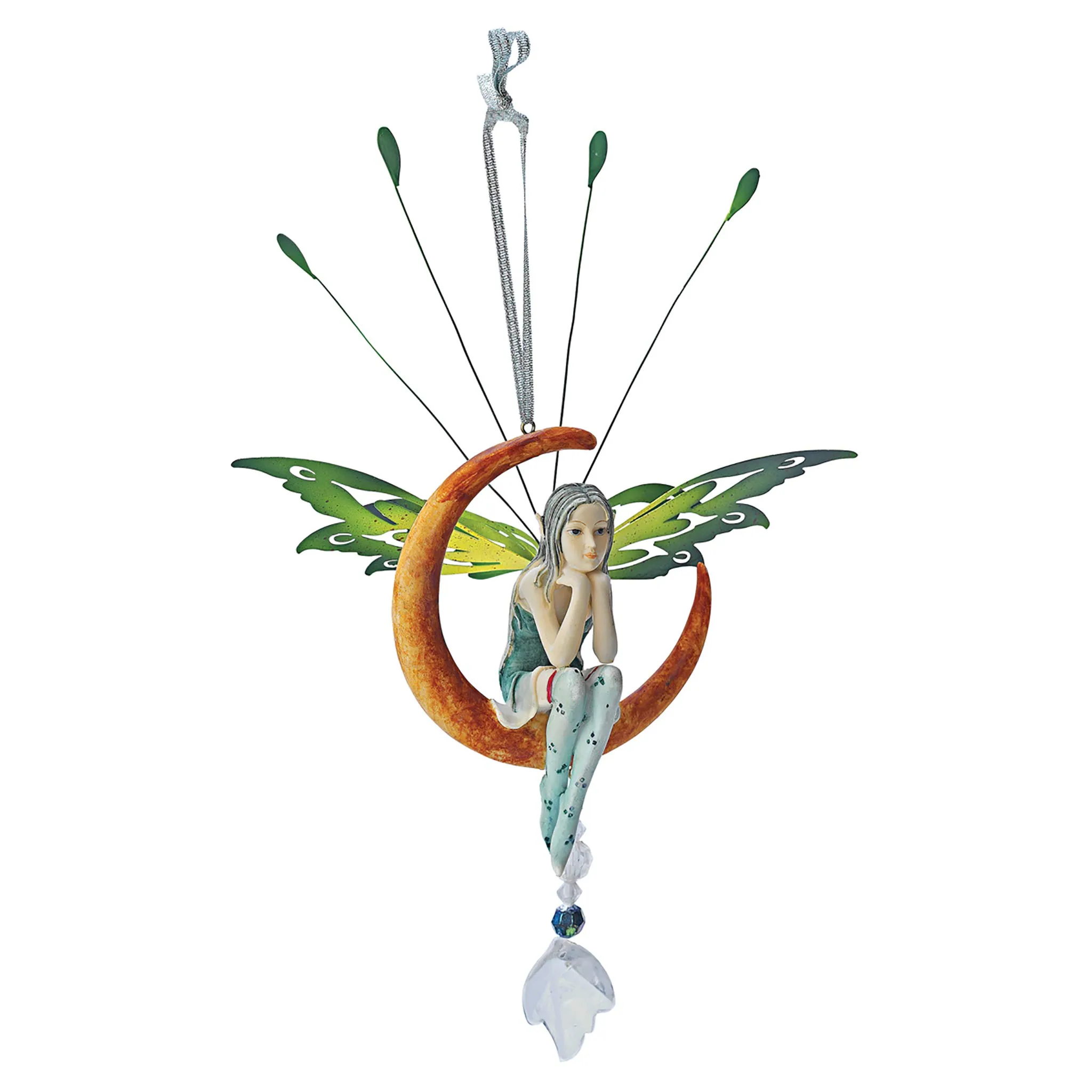 Design Toscano Lochloy House Crescent Fairy Sculpture - Twin, Single, Hand-Cast, Metal Wings