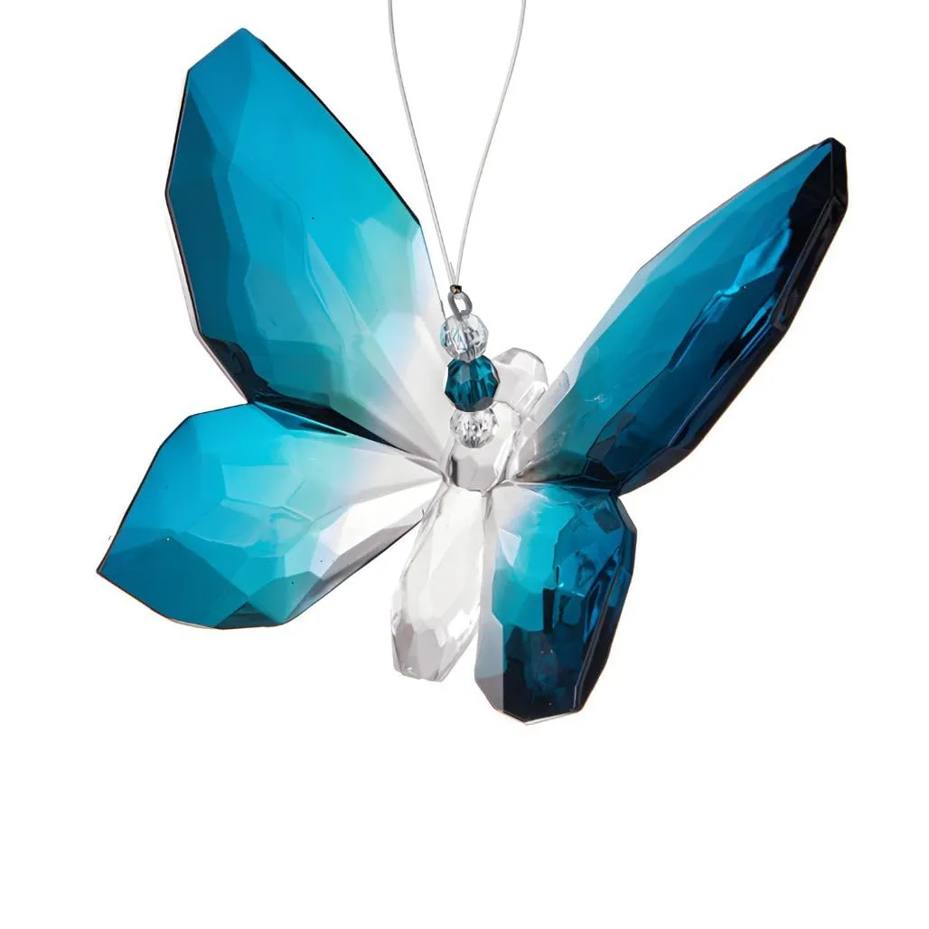 Ganz 5-Inch Hanging Blue Butterfly Ornament in Vibrant Teal and Sapphire Acrylic