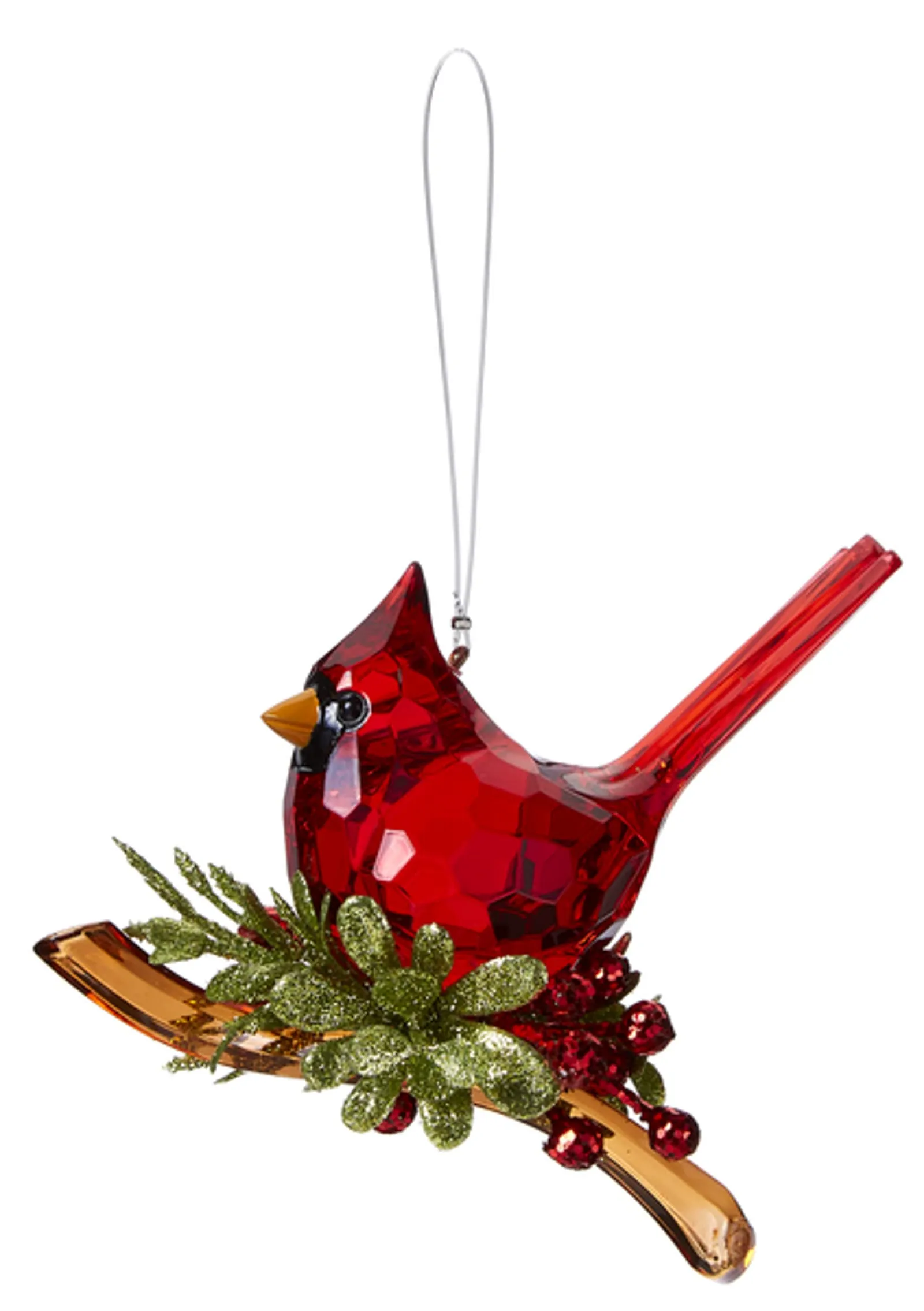 Ganz Classic Cardinal Acrylic Ornament, 4.75 Inches, Kissing Krystal Design