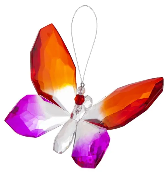 Ganz Two-Toned Hanging Butterfly Ornament - Red/Pink, Spring Theme, Acrylic, 5'x4'x3'