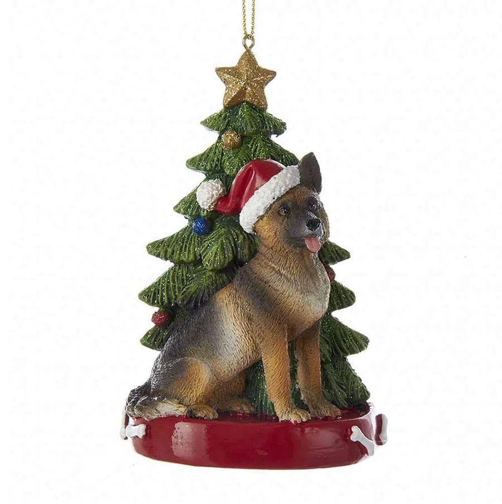 German Shepherd Christmas Tree Ornament with Personalization, 4.25in Resin