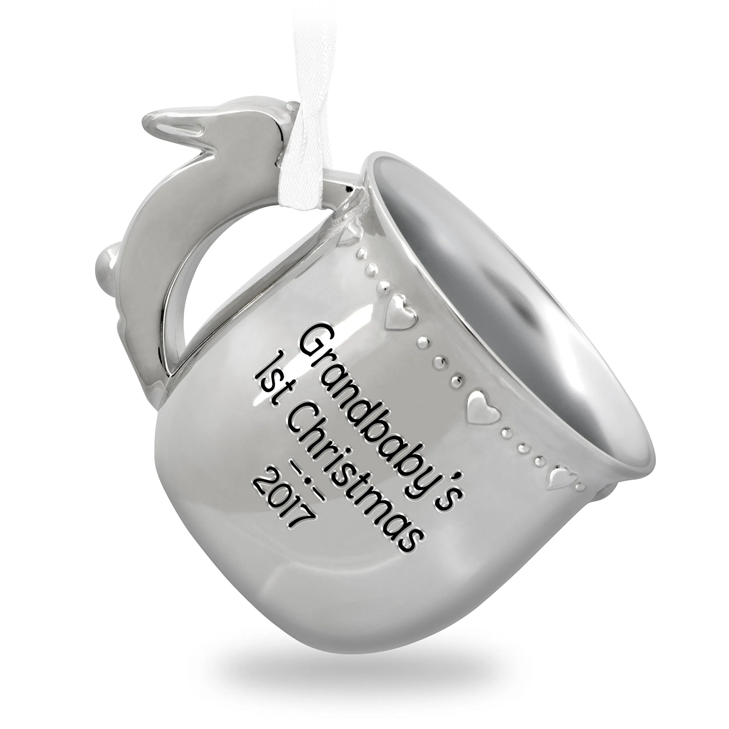 Hallmark 1995QGO1245 Baby Grandbaby's First Christmas Keepsake Ornament - 2017, Silver, 3x1.8x2.1in