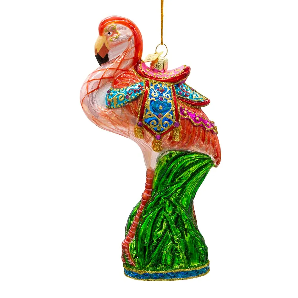 Kurt S. Adler 7-Inch Flamingo Pink Glass Christmas Ornament with Glitter Accents