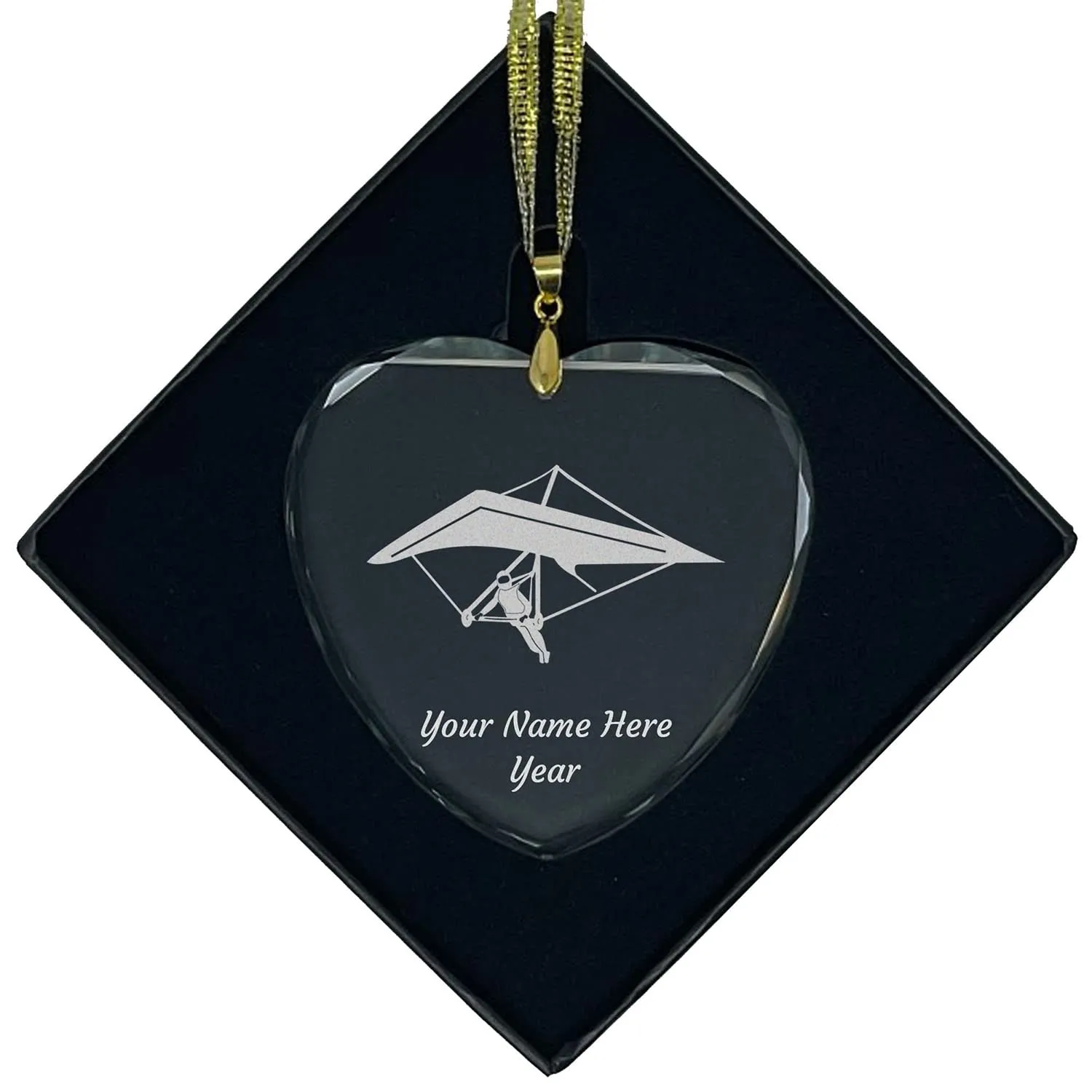 LaserGram Personalized Engraved Christmas Ornament - Heart Shape Hang Glider Gift