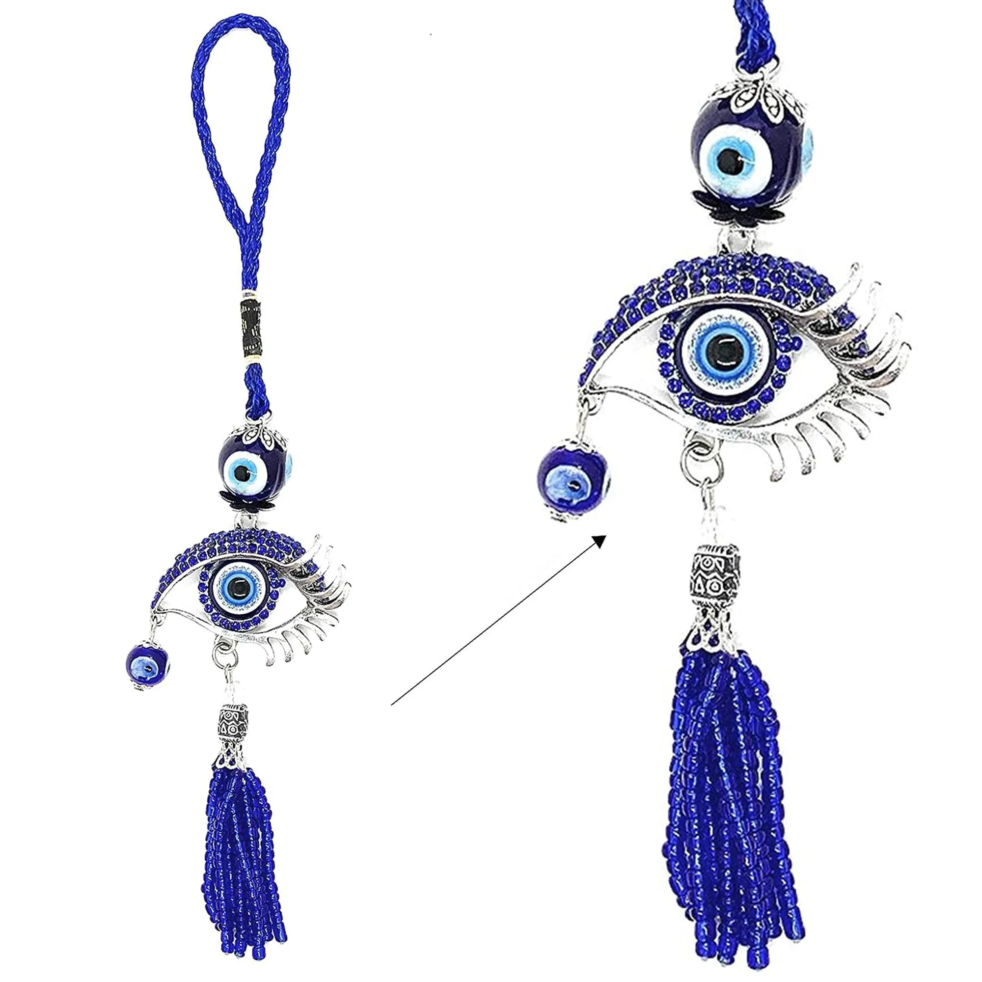 LUCKBOOSTIUM Evil Eye Hanging Ornament with Rhinestone Crystals - Protection, Blessing, Strength