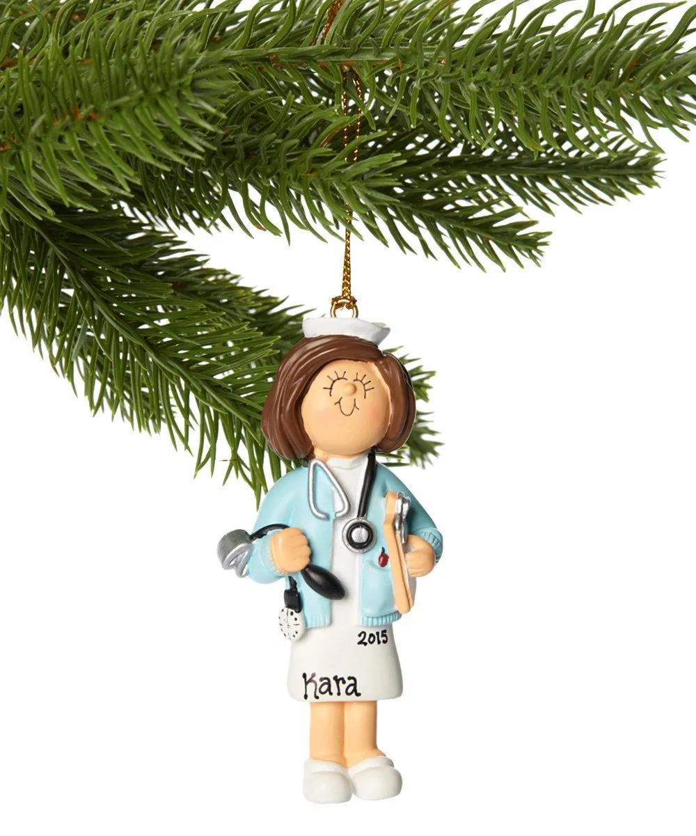 Nurse Ornament OC-002-BR by Ornament Central - Hand-Painted, High-Quality Resin, Personalizable