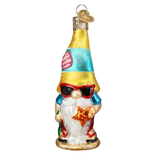 Old World Christmas Seaside Gnome Glass Hanging Ornament, Hand-Crafted, Unique Gift