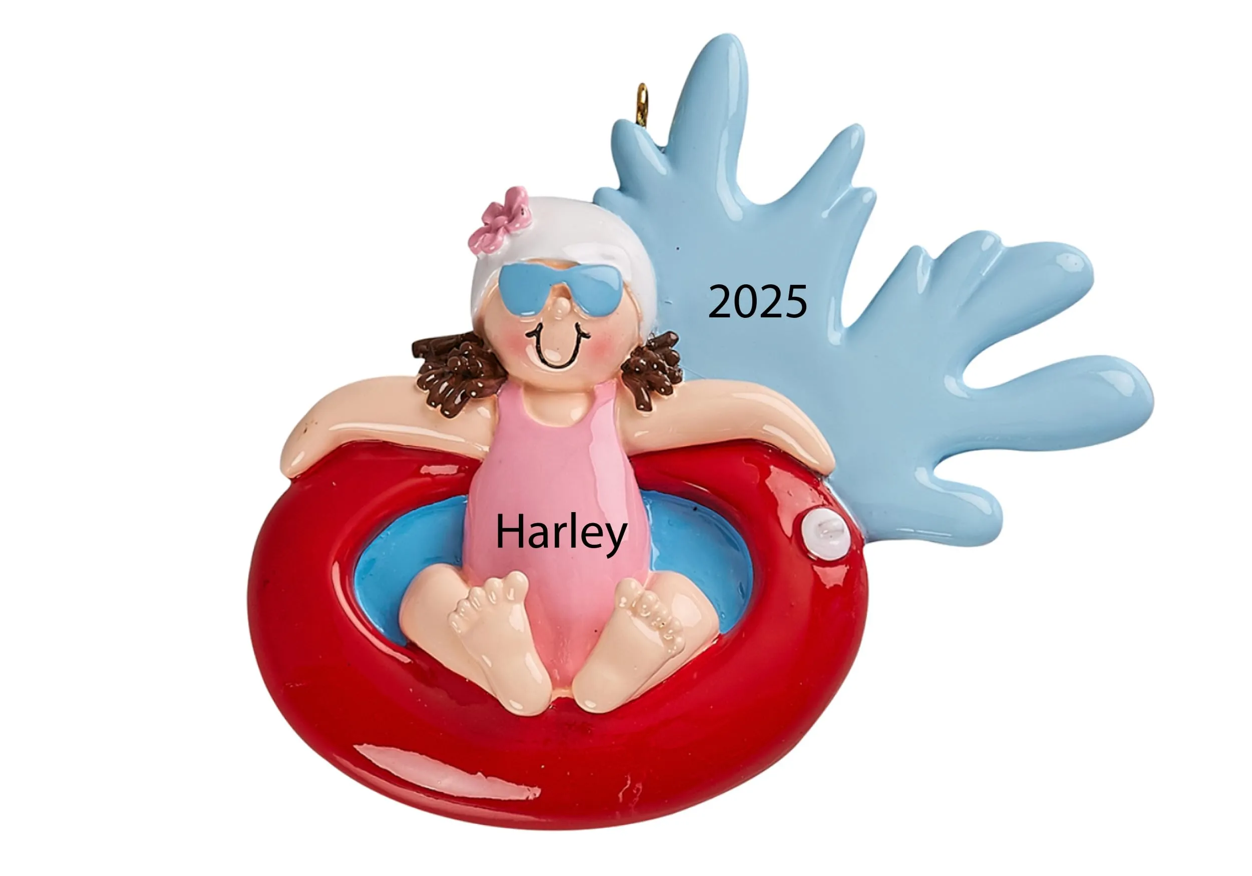 Personalized Floating Christmas Ornament 2024 - Unique Kids Swimming & Waterslide Tubing Gift