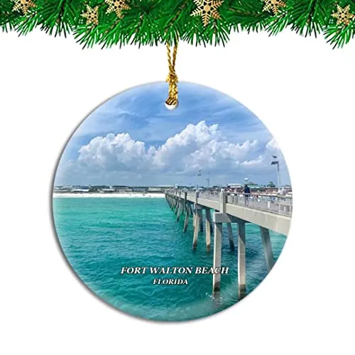 Personalized Fort Walton Beach Christmas Ornament - 2.95-Inch Ceramic Tree Pendant