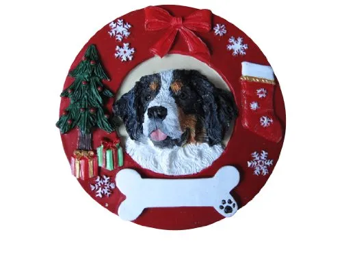 Personalized Hand-Painted Bernese Mountain Dog Ornament, 3.75' Diameter, Perfect Holiday Gift