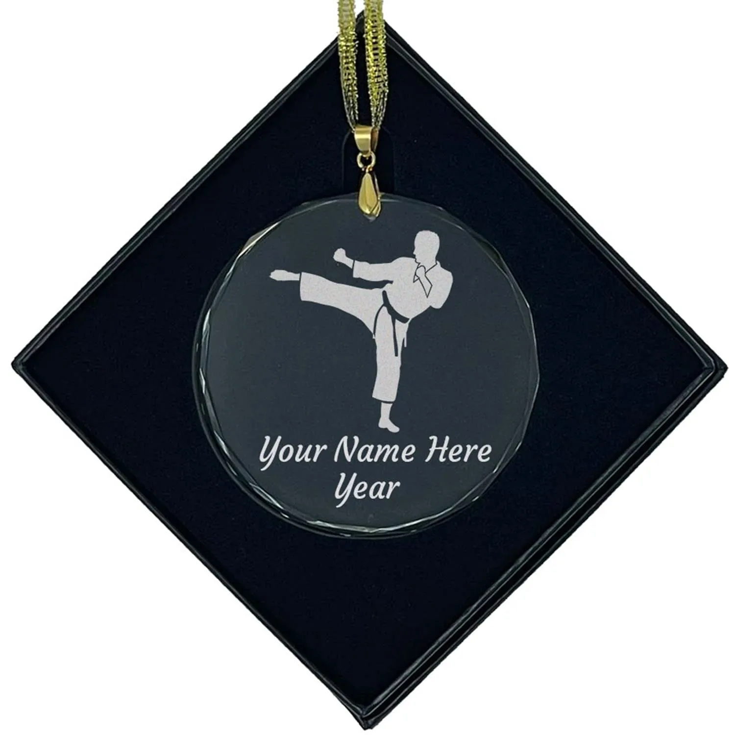 Personalized LaserGram Christmas Ornament for Karate Man - Custom Engraving Included