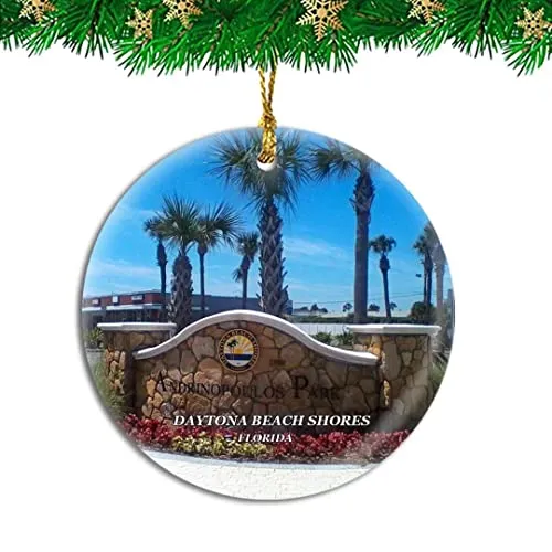 Personalized Weekino Daytona Beach Shores Christmas Ornament - 2.95' Ceramic Pendant