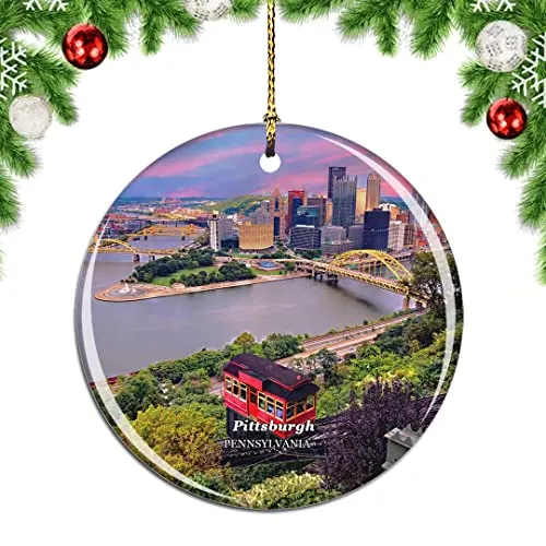 Pittsburgh City Architecture Christmas Ornament 2.85 Inch Double-Sided Porcelain Souvenir