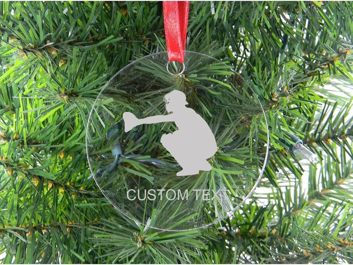 Premium Acrylic Christmas Tree Ornament 3.5-Inch Custom Baseball/Softball Catcher - Personalized