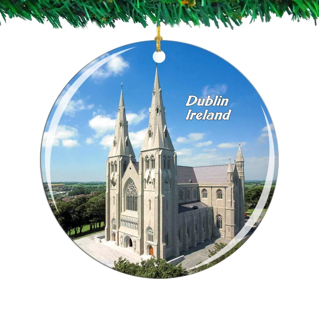 St. Patrick's Cathedral Dublin Christmas Ornament 2.85 Inch Double-Sided Porcelain Souvenir