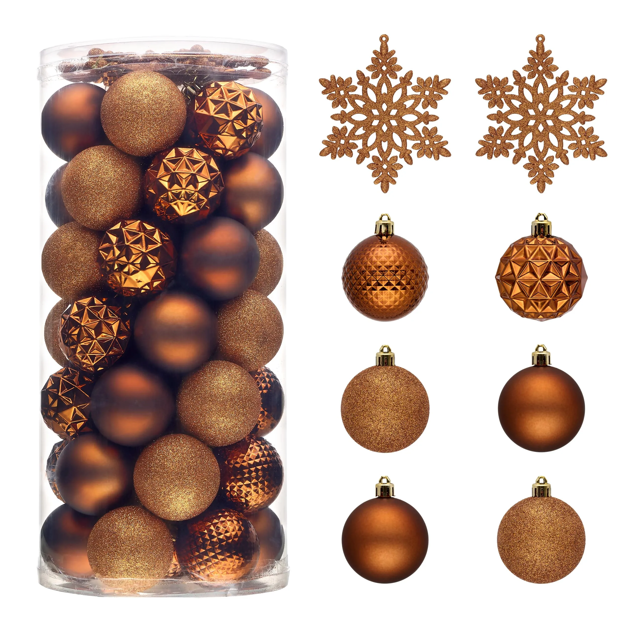 Valery Madelyn 50ct Bronze Copper Brown Shatterproof Christmas Tree Ornaments, 2.36 Inches