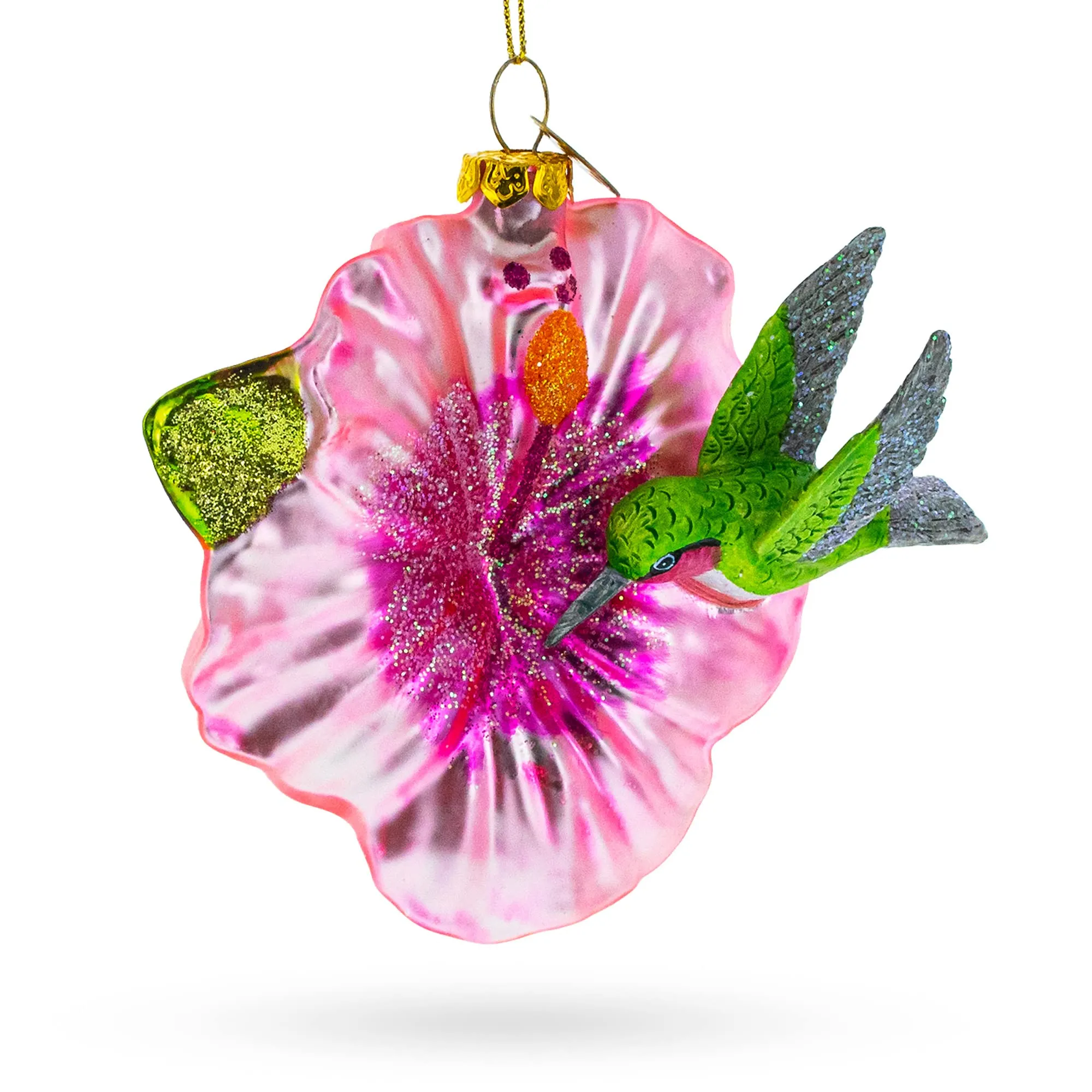 Vibrant Hummingbird Glass Christmas Ornament - 4.3' Tall, Exquisitely Hand-Painted, Durable