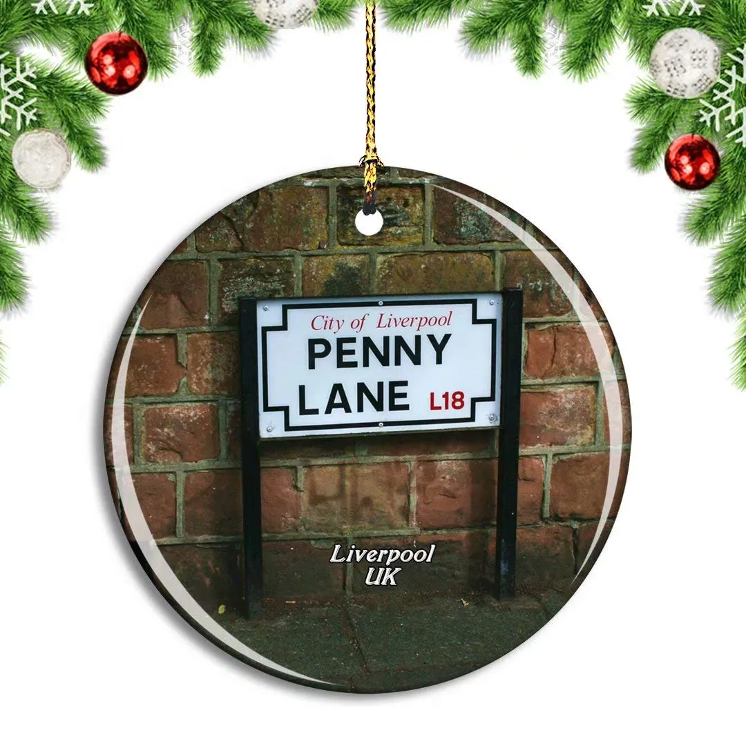 Weekino Liverpool Penny Lane Christmas Ornament 2.85 Inch Double-Sided Porcelain Souvenir