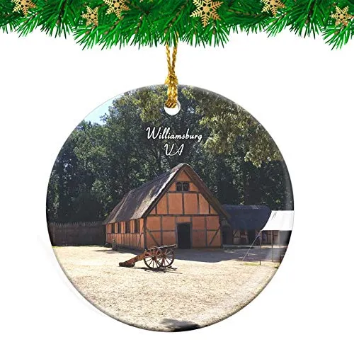 Williamsburg Jamestown Settlement Christmas Ornament - Personalized Ceramic Travel Souvenir