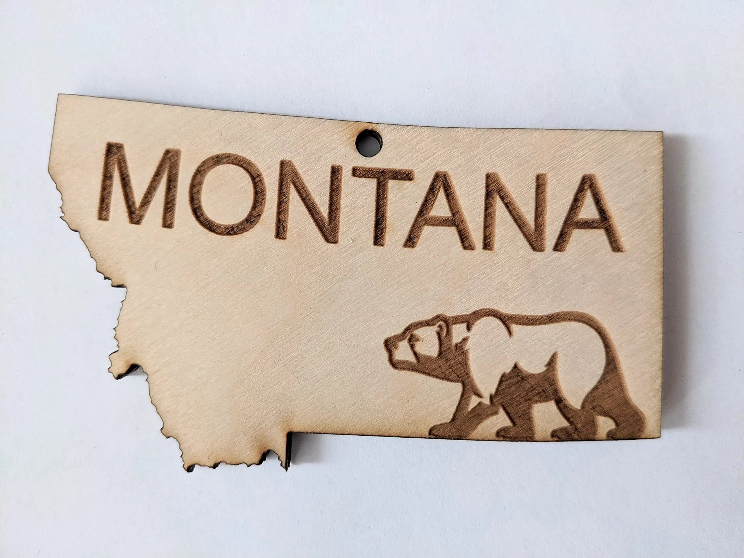 Wood Montana Christmas Ornament - Grizzly Souvenir - 4'x2' Baltic Birch/Maple Plywood